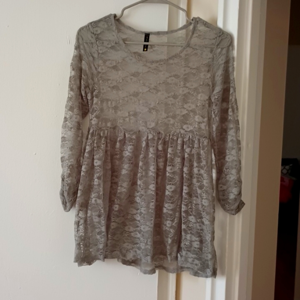 Grey, lace doll baby blouse. Luna Tiks brand